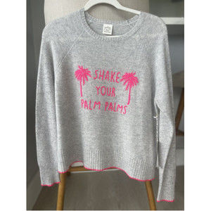 GOLDEN SUN 100% Cashmere Women's S/M Vacay Ready Shake Your Palm Palms Sweater